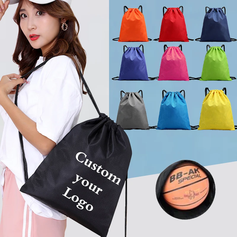 Custom Waterproof Sublimation Bag Drawstring  Men and Women Double Shoulder Drawstring Outdoor Basketball Sports Storage Bag