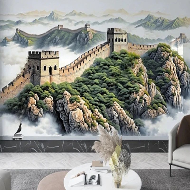 Custom Murals Wallpaper Chinese Style Hand-Painted Landscape Ink Painting Wall Art Decor Wall Coverings for Kitchen Room Bedroom
