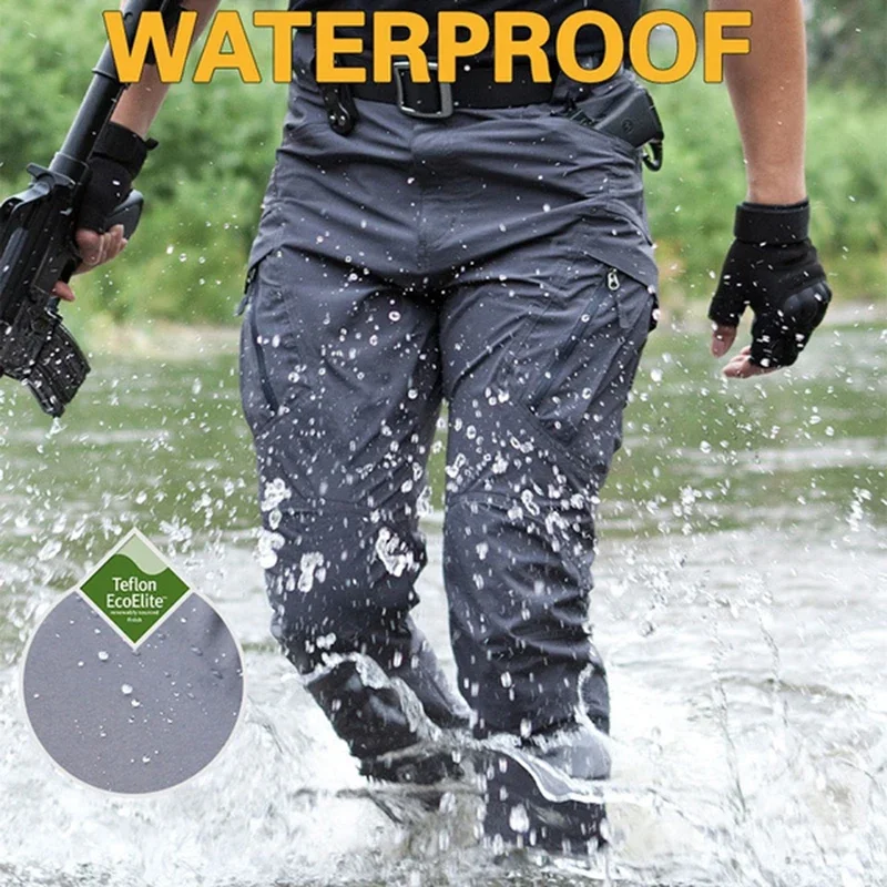 Men Cargo Pants Trousers Multi-pocket Waterproof Wear-resistant Casual Training Overalls Clothing Comfortable Breathable