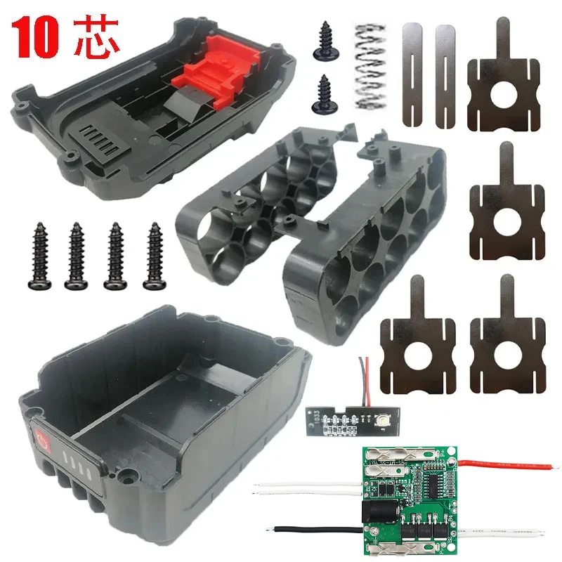 10*18650 Li-ion Battery Case Charge Protection Circuit Board PCB For Lomvum Zhipu Hongsong Jingmi BoDa For Makita 18V Shell Box