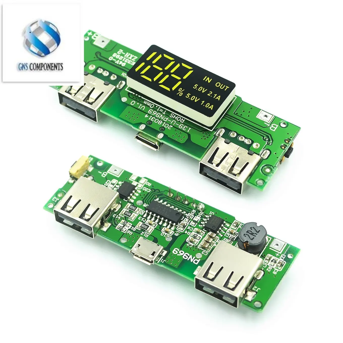 LED Dual USB 5V 2.4A Micro/Type-C USB Mobile Power Bank 18650 Charging Module Lithium Battery Charger Board Circuit Protection