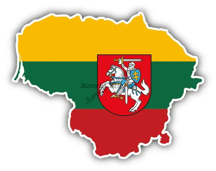 Lithuania Flag Map National Emblem Sticker for Covered Scratch Decorate Truck Van Car Wall Room Window Bicycle Off-road Helmet