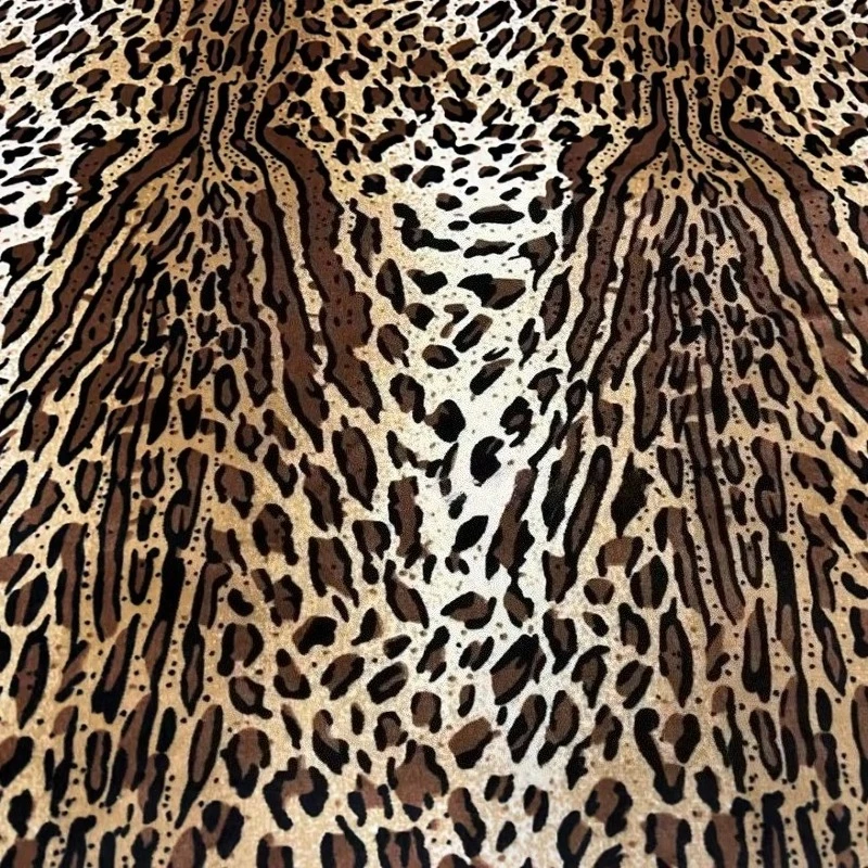 Brown Leopard Print Suede Fabric Thick Oversized Style for Coat Cloak Skirt Winter Fashion Outerwear Material Short Pile Textile