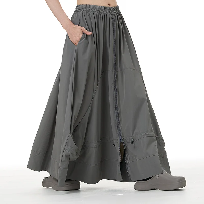 SuperAen Japan Style Zipper Patchwork 2026 Autumn and Winter New Oversize Women's Skirts Solid Color Loose Skirts