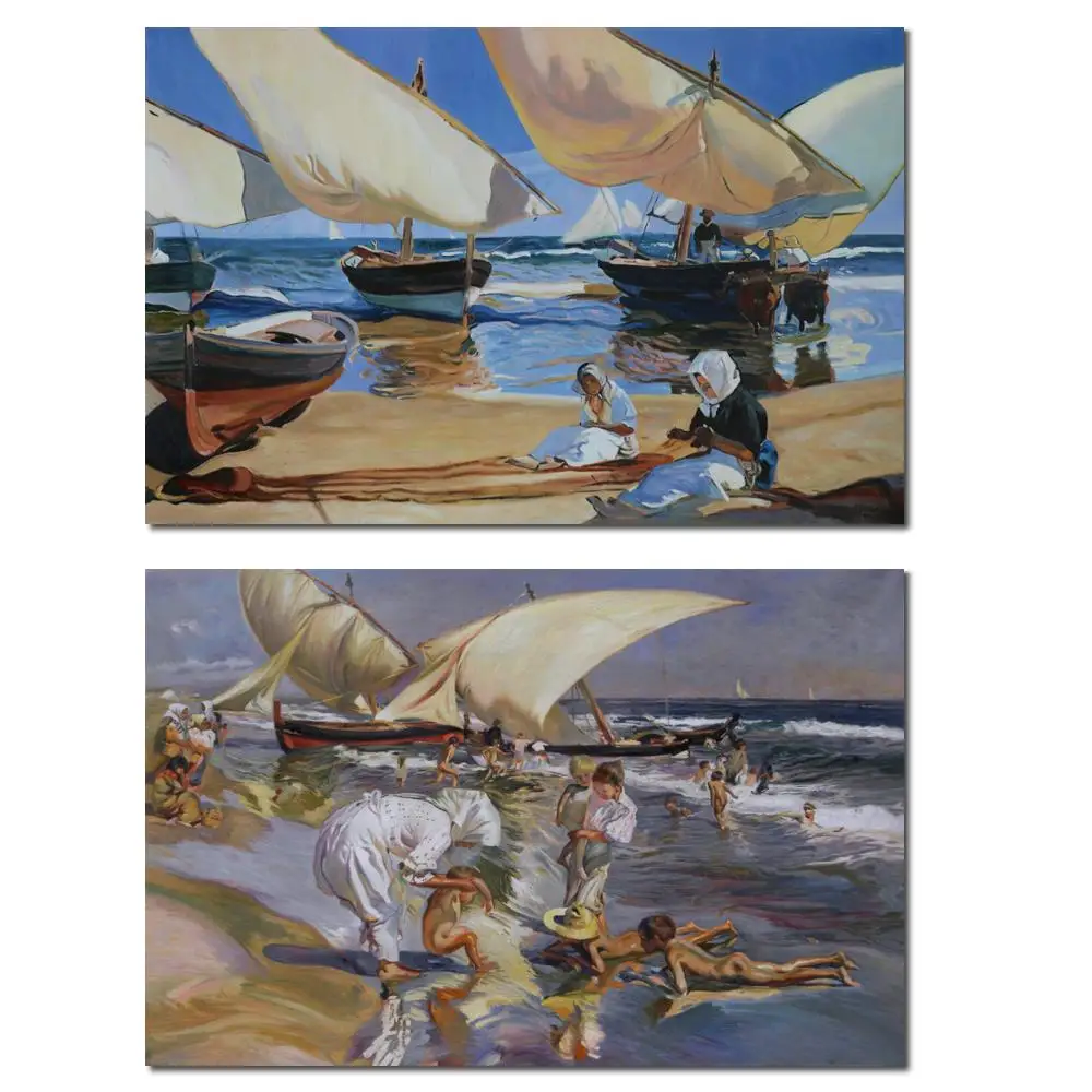 

Хоакин Соролла Y Bastida Art Valencia Beach Morning Light Luminism Масло ручной работы на холсте для бара, кабинета, декора стен