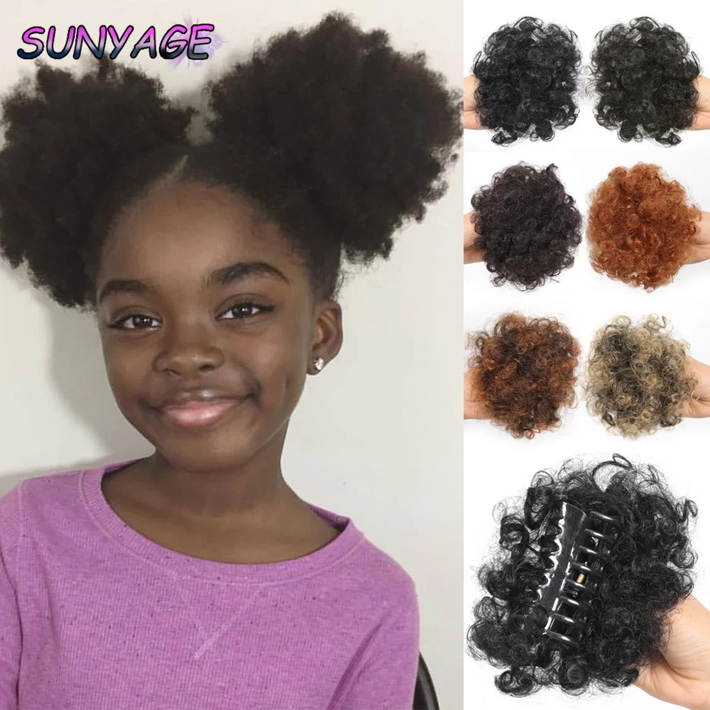 

Синтетический большой афро-пуф, большой зажим для захвата, хвост, странный вьющийся пучок, пучки для волос, зажим для наращивания прически для чернокожих женщин