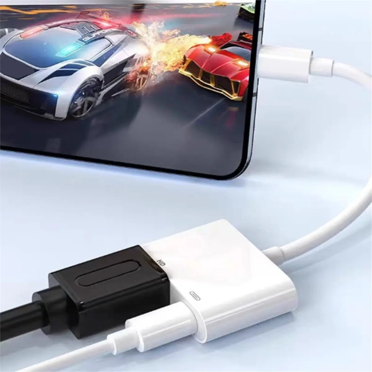 1PCS Model USB Type-C -Compatible Converter Adapter, 4K-60Hz 2-in-1 100W PD Rapid Charging, for Phone PC