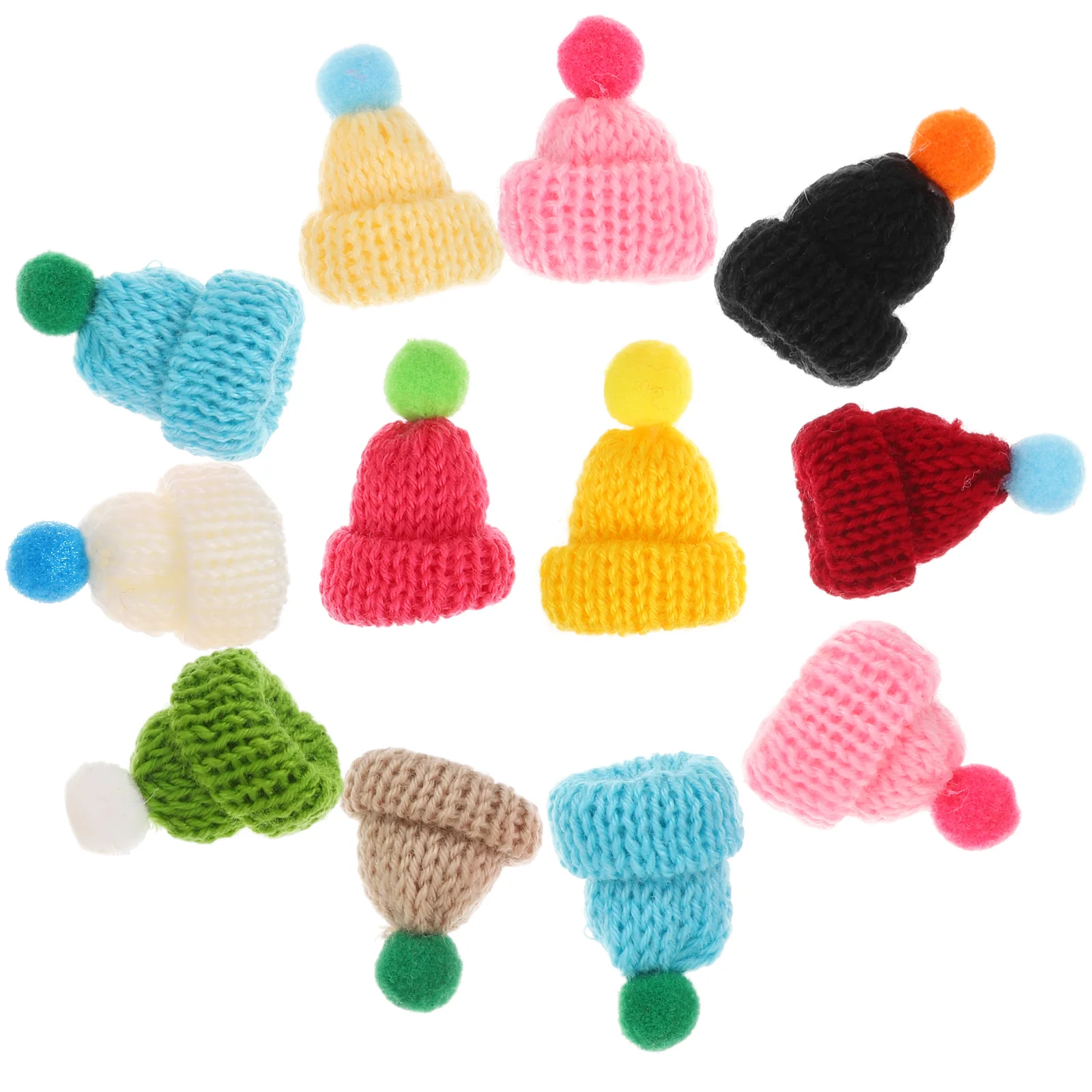 55pcs DIY Mini Hats Decorations Knitting Hat Toys Handmade Craft Supplies for Kids Girls (Mixed Color)