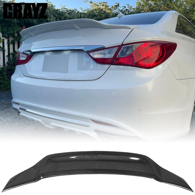 Car-Styling R Style Luster Carbon Fiber Pattern Abs Rear Trunk Spoiler Wing Fit For Hyundai Sonata 8 2011 - 2013