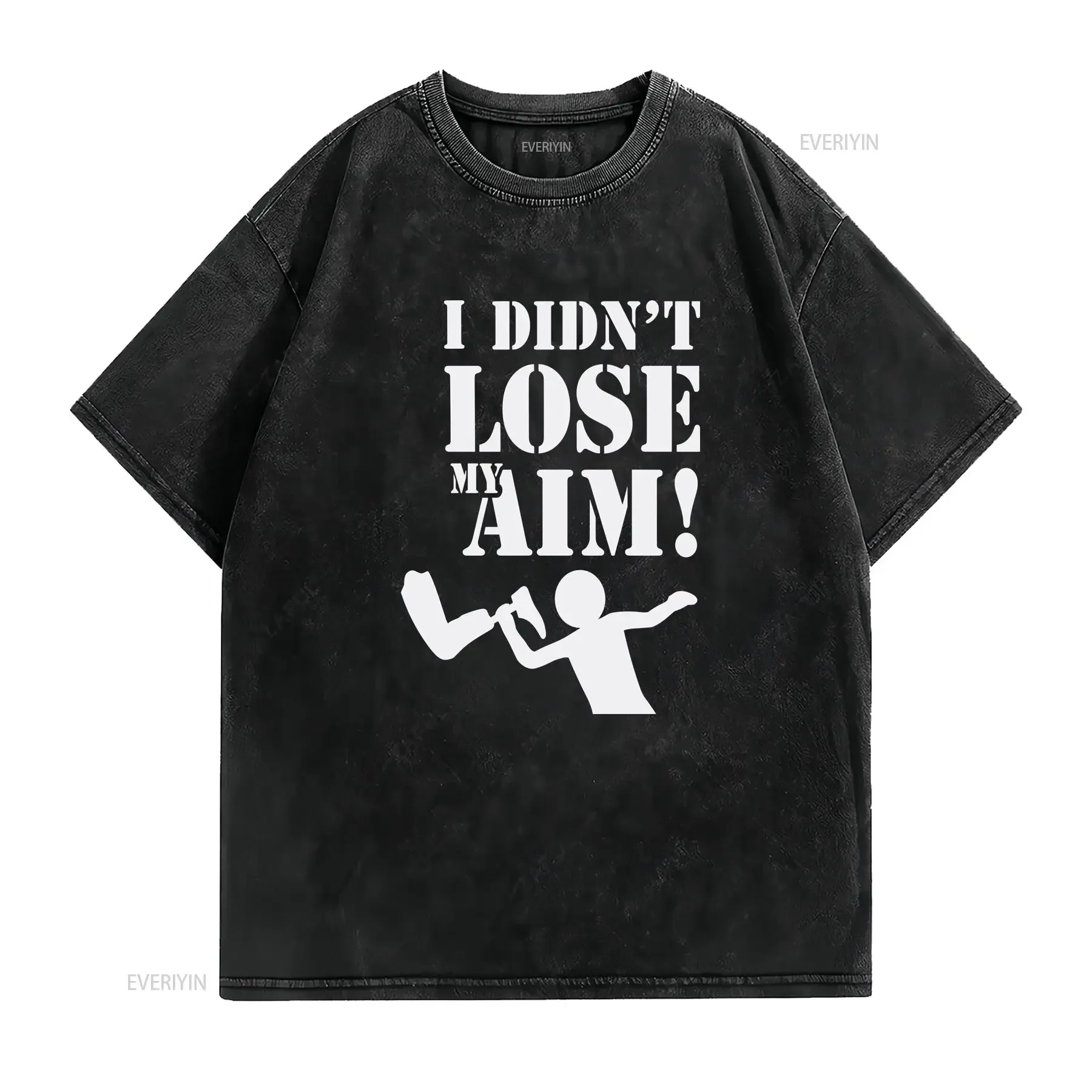 Funny Amputee T Shirt I Didn't Lose My Aim Prosthetic Leg Stick Figure Joke vintage Washed Casual Unisex Top For Everyday Wear
