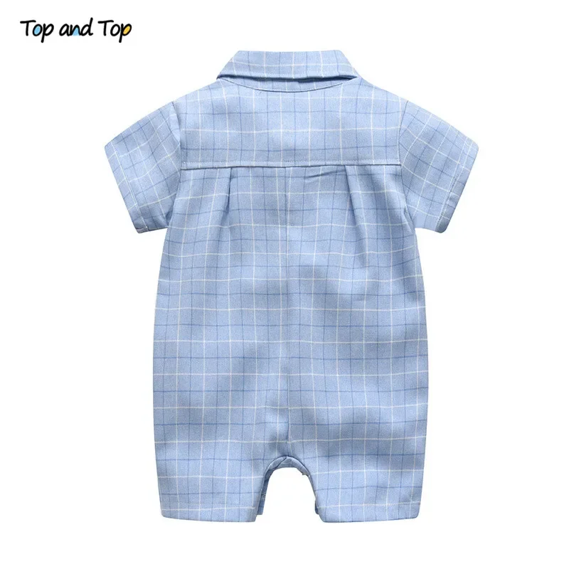 Gentleman Plaid Baby Romper for Toddler Boy 0-24 Months - Top Quality