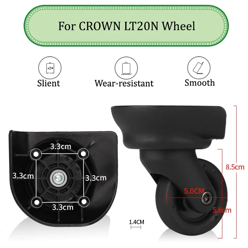 

For CROWN LT20N Black Universal Wheel Trolley Case Wheel Replacement Luggage Pulley Sliding Casters Slient Wear-resistant Repair