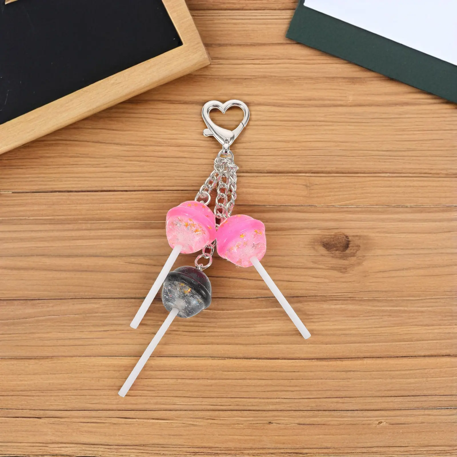 Lollipop Keychain Cute Resin Candy Pendant Vibrant Color Realistic Dessert Charm for Bag Purse Car Keys Teen Woman Couple