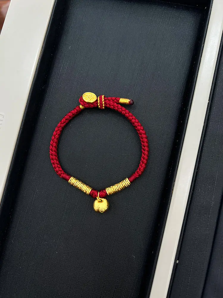 2025 Year of the Snake Ancient Golden Temperament Coiled Little Pangfu Bracelet Birthday Year Red Rope Festival Gift