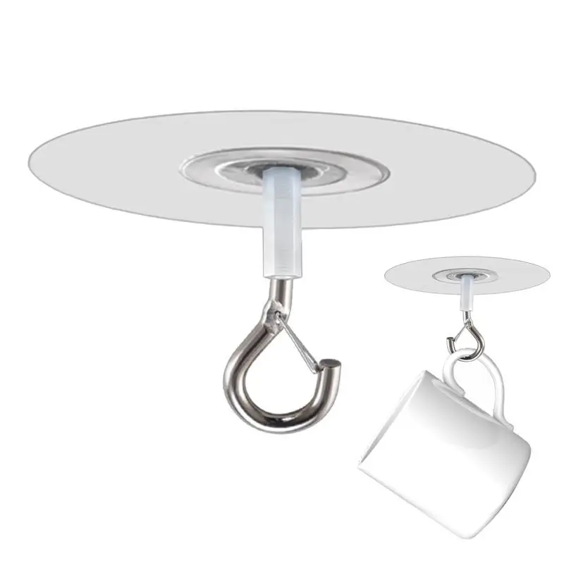 1pcs Ceiling Hooks Self Stick Heavy Duty Hooks Without Drilling Kitchen Wall Key Hangers for Hanging Plant Wind Chimes