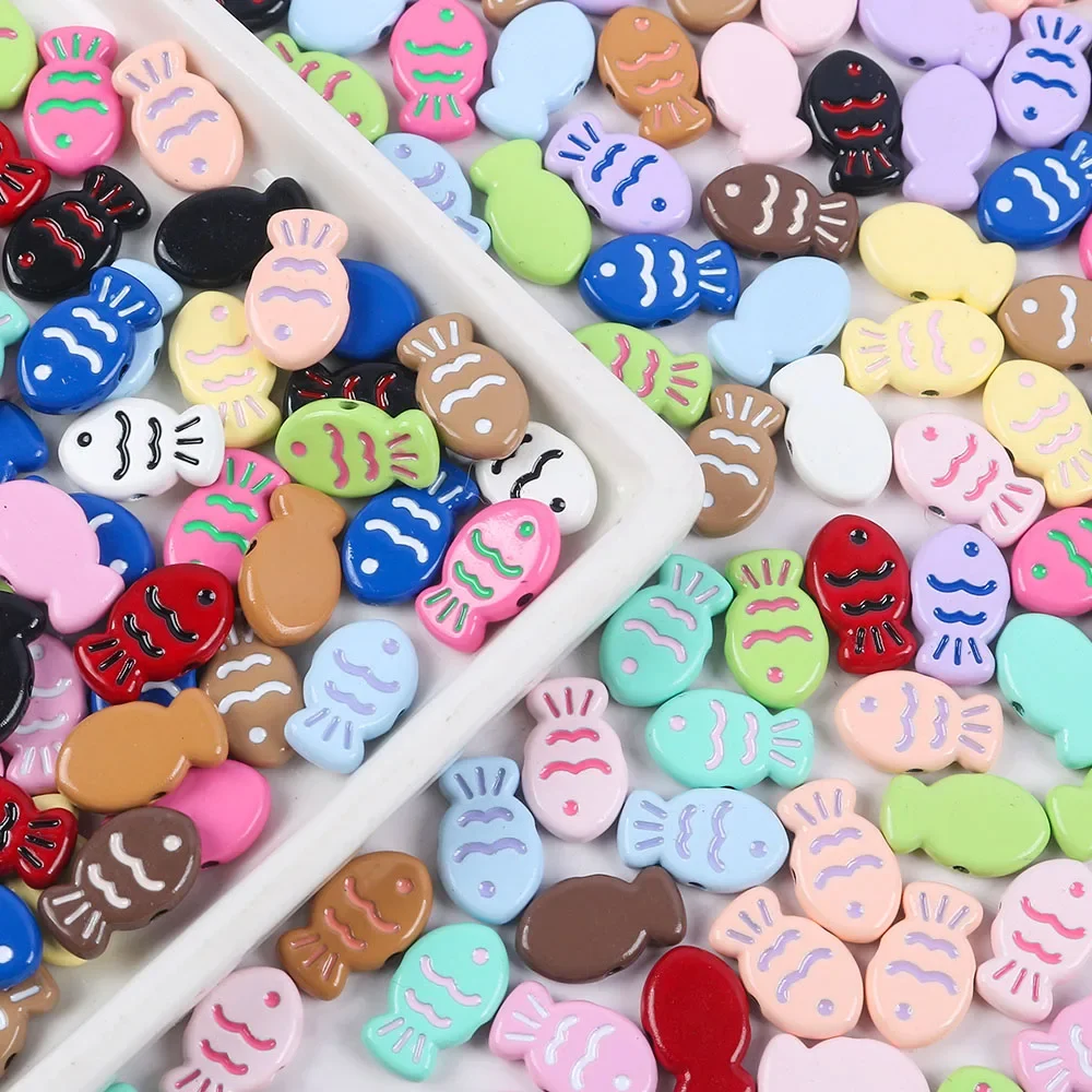 

5pcs Colored Cute Fish Biscuits Kawaii Baking Paint Metal Charms Beads To Make Bracelets Necklace Hair Accessories Diy Jewelry
