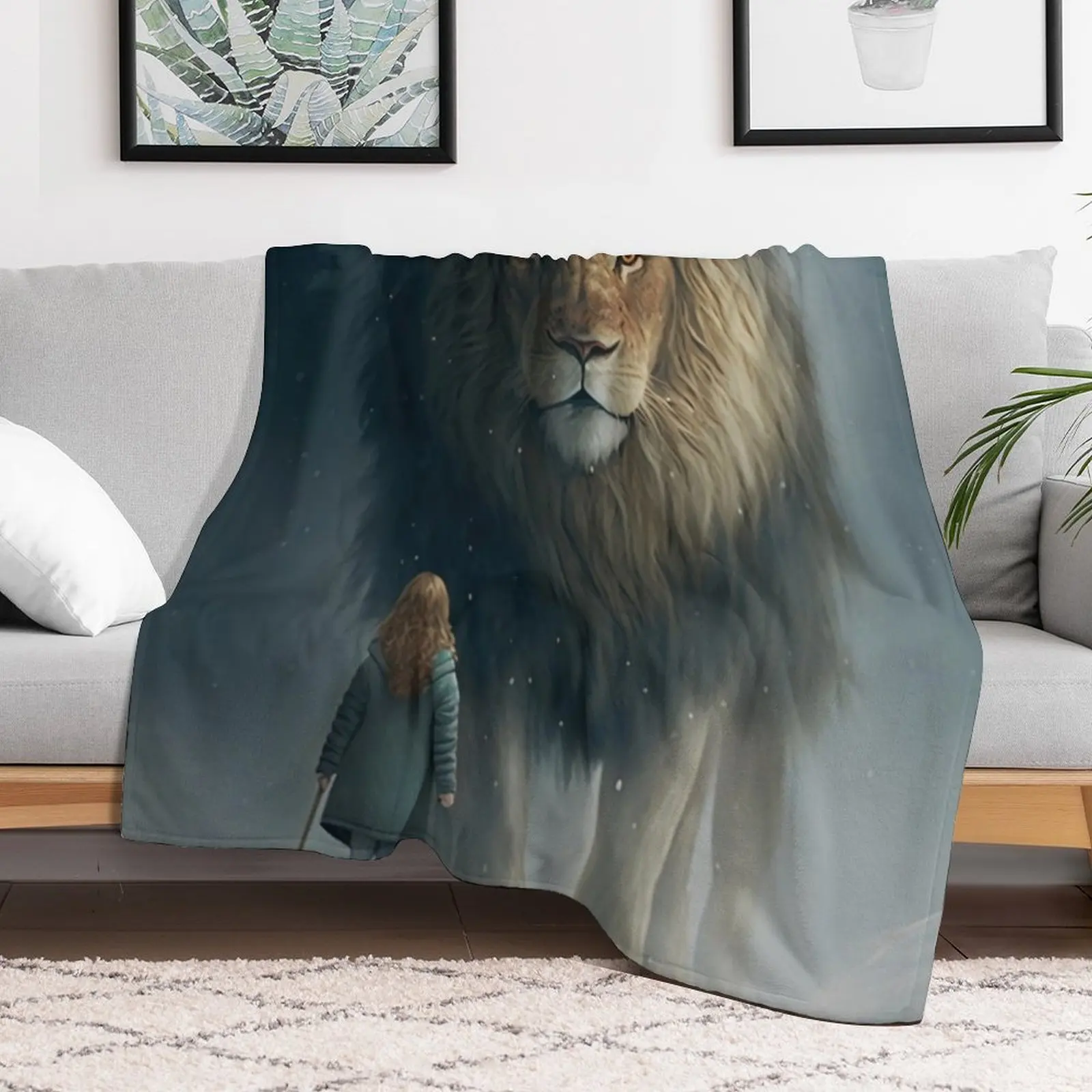 Lucy and Aslan Throw Blanket