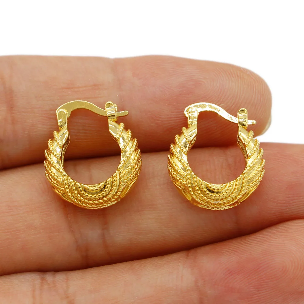 Adixyn Small Size Stud Earrings for Women Girls Gold Color Jewelry Birthday Party Gift African Saudi Arabia Ornaments N08128