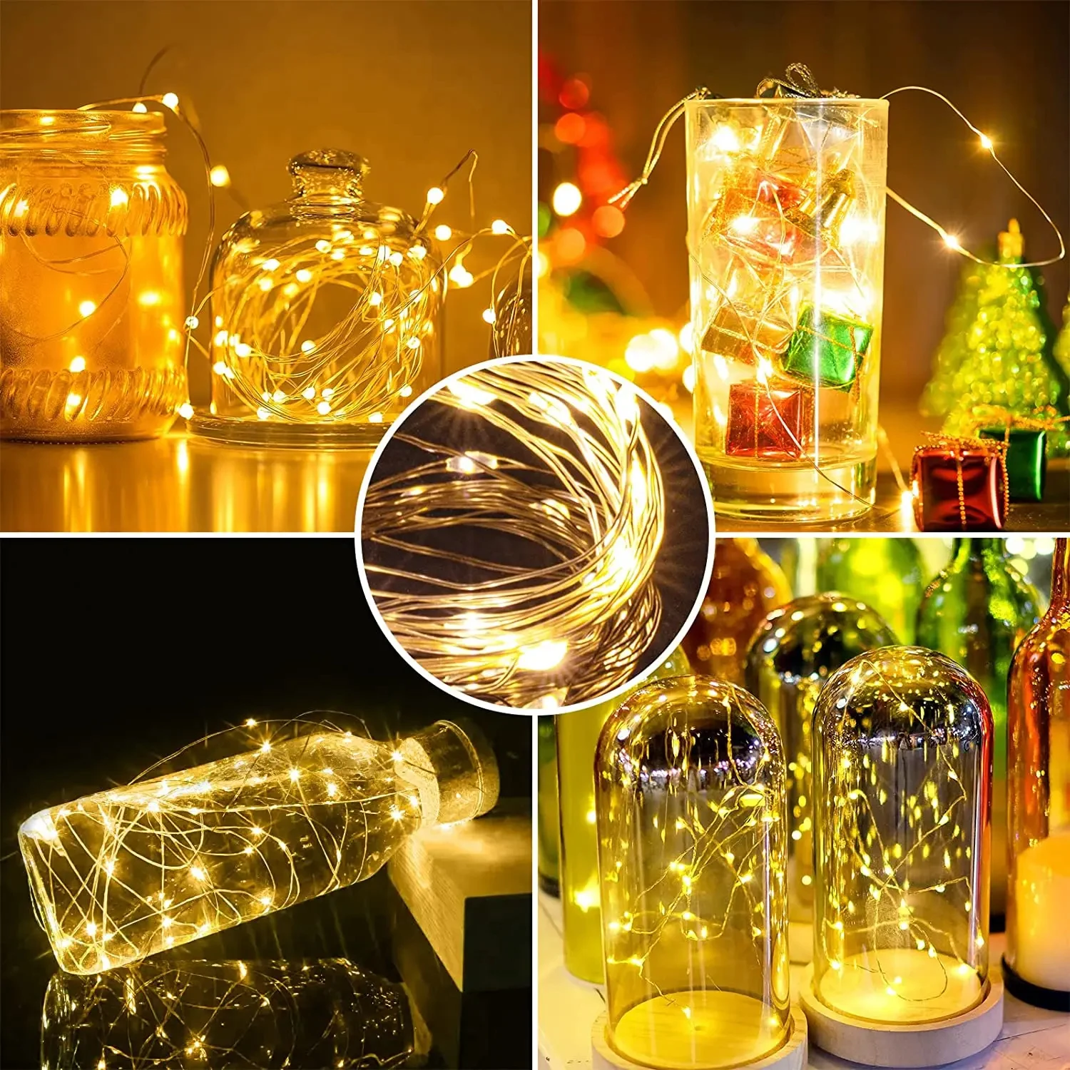 Fio De Cobre LED Fairy Lights Alimentado Por Bateria, Luzes De Cordas, Festa De Casamento, Decoração De Natal Interior, Guirlanda De Luzes, 10m