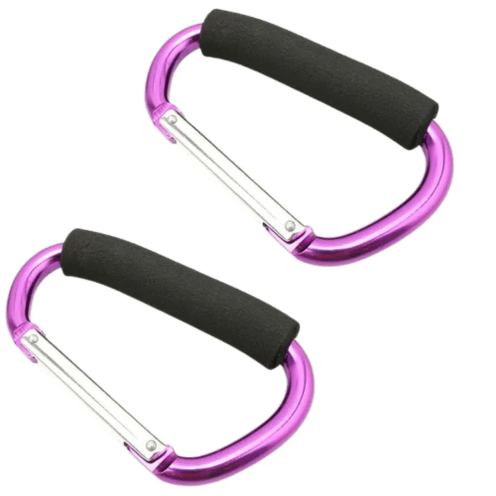 

2Pcs Multifunction Baby Stroller Hook D-Ring Sponge Handle Carriage Hanger Soft Grip Aluminum Alloy Pram Lifting Button