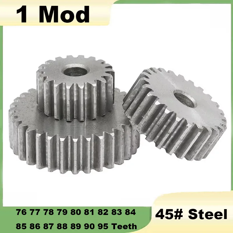 1Pcs Spur Gear 1Mod 76 77 78 79 80 81 82 83 84 85 86 87 88 89 90 95 Teeth Gear wheel 45# Steel Material Gear Total Height 10mm