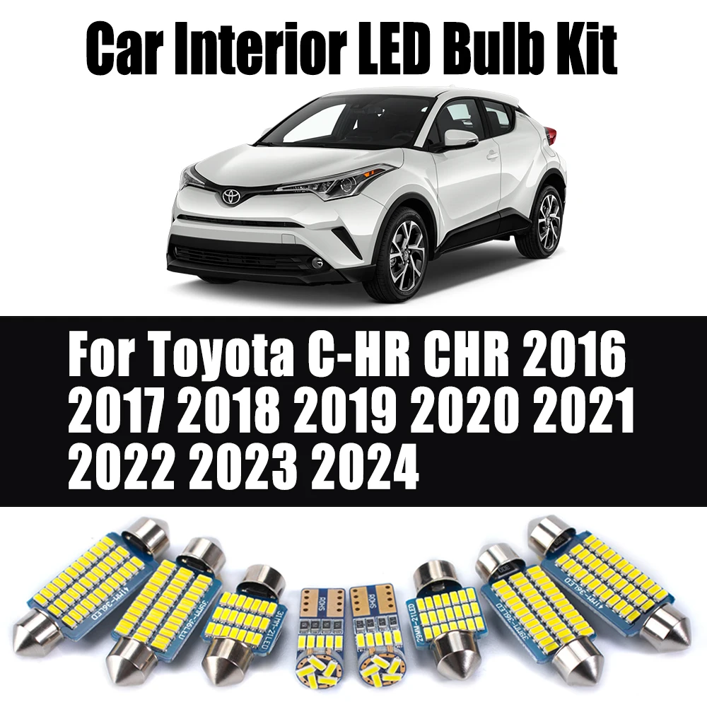10Pcs For Toyota C-HR CHR 2016 2017 2018 2019 2020 2021 2022 2023 2024 Car Reading Bulb Accessories LED Interior Trunk Light Kit