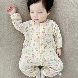 Baby Girls Boys Clothes Newborn Jumpsuit Muslin Cotton Long Sleeve Romper Infant Autumn Spring Clothes 0-2T