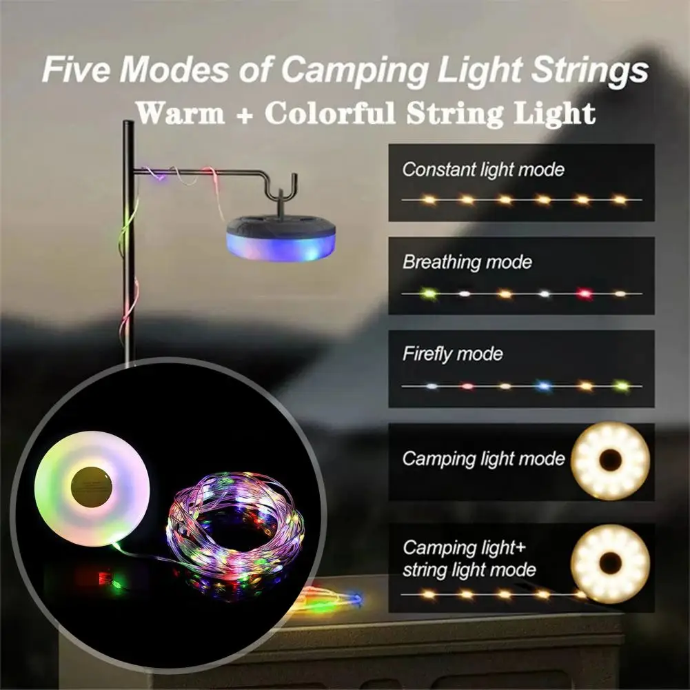 Retractable Outdoor Camping Light Waterproof Fairy Light Adjustable Stowable LED Lamp Garden Patio Yard Tent Decoration Lantern