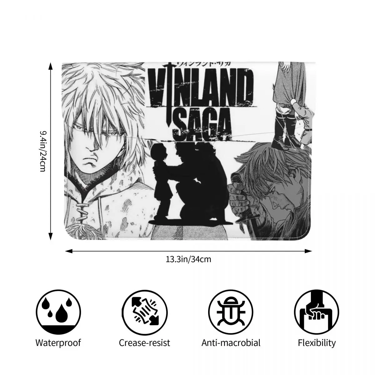 Vinland Saga Thorfinn Vinland Askeladd Anime PU Leather Horizontal Laptop Sleeve Shockproof Soft Lining Notebook Case 13 Inch