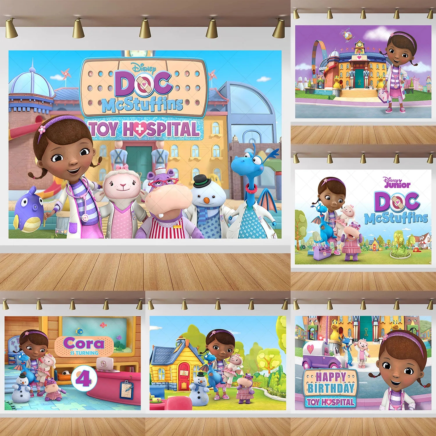 Disney Doc Mcstuffins Photography Backdrop Kids Birthday Party Photo Background Nurse Toy Banner Vinyl Studios Props