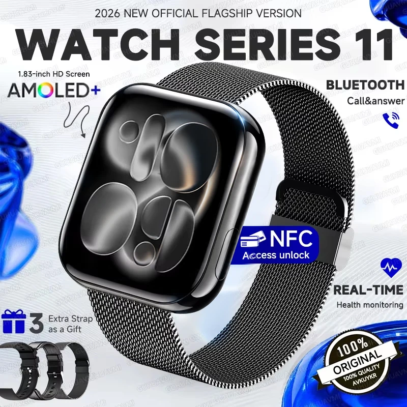 2026 New For iOS Watch Series 11 Smart Watch Ultra HD AMOLED GPS NFC Heart Rate IP68 Waterproof Sport Fitness Call Smartbracelet