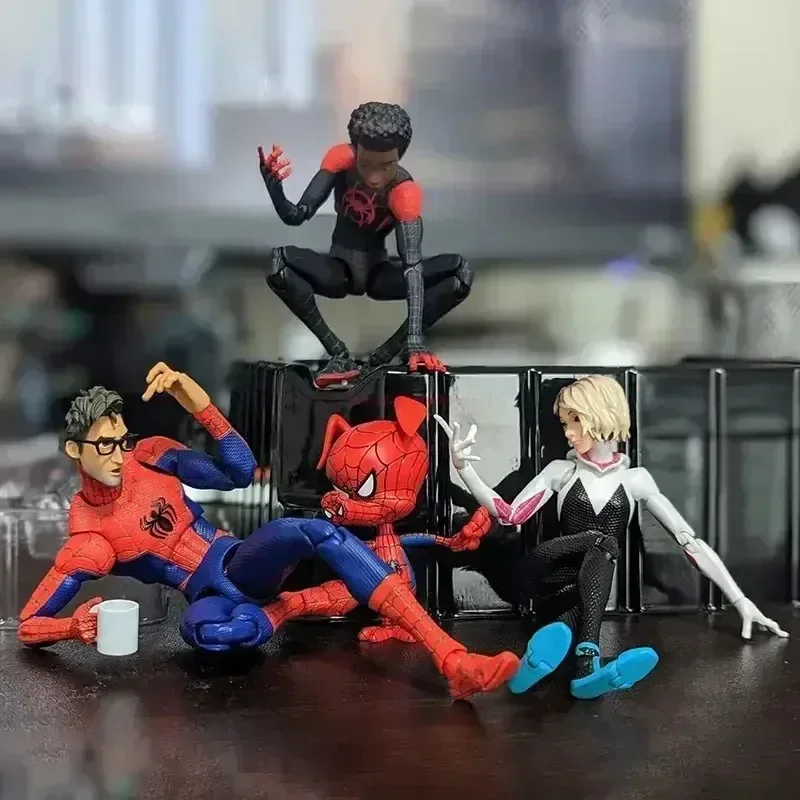 5Style Marvel Spiderman Gwen Peter Action Figure Anime Collezione Spider-verse Sentinel Miles Morales Giocattoli di Natale Regali per bambini