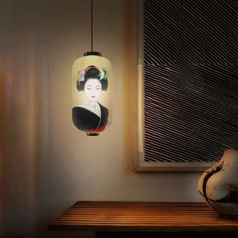 

Traditional Japanese Lantern Ukiyoe Beauty Women Printed Cloth Lantern Sashimi Sushi Izakaya Pub Bistro Restaurant Decor Lamp