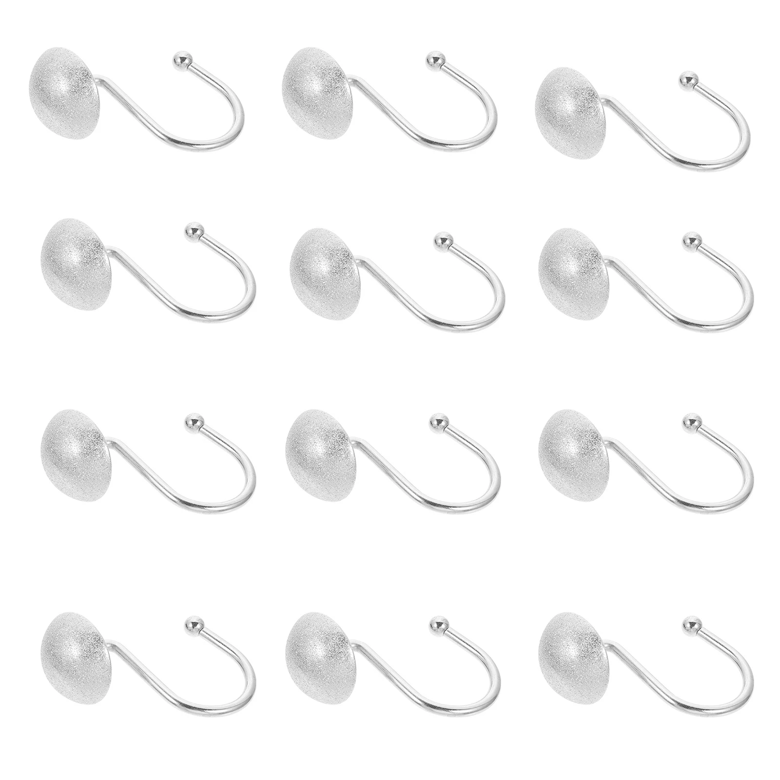

12pcs Shower Curtain Hooks Semicircle Rings Vintage Frosted Iron Bathroom Rods Hanger Elegant Style Long Lasting