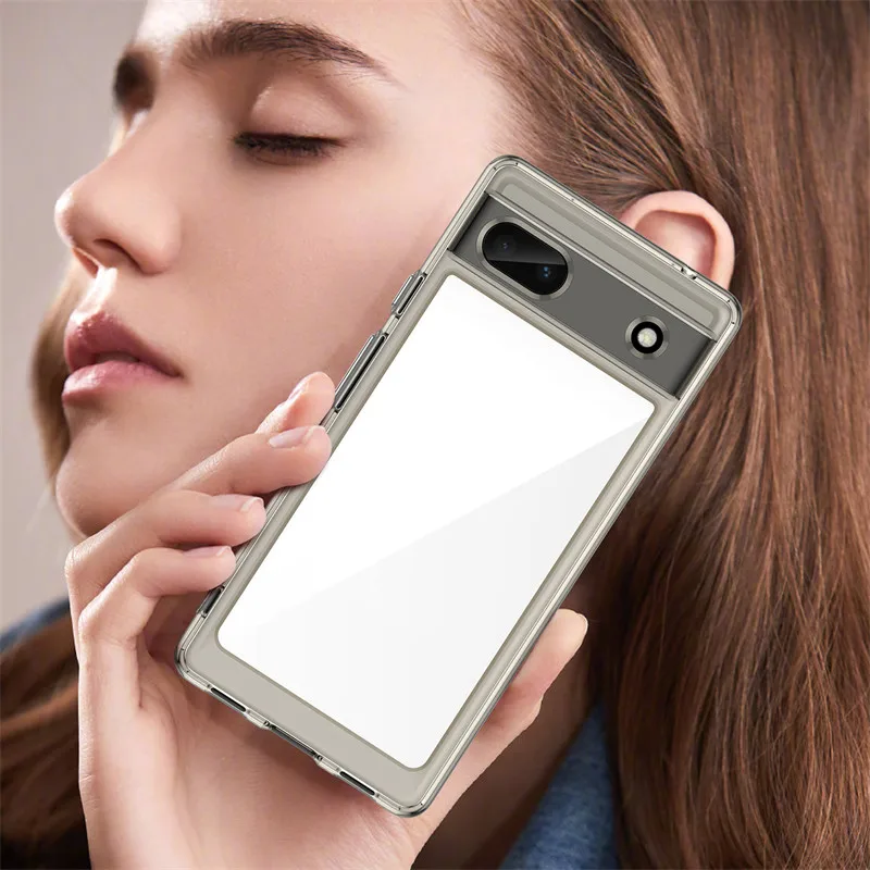 For Google Pixel 6A Case Google Pixel 6A 7A 7 8 Pro Cover Luxury Clear PC Case Shockproof Silicone Protective Phone Back Cover