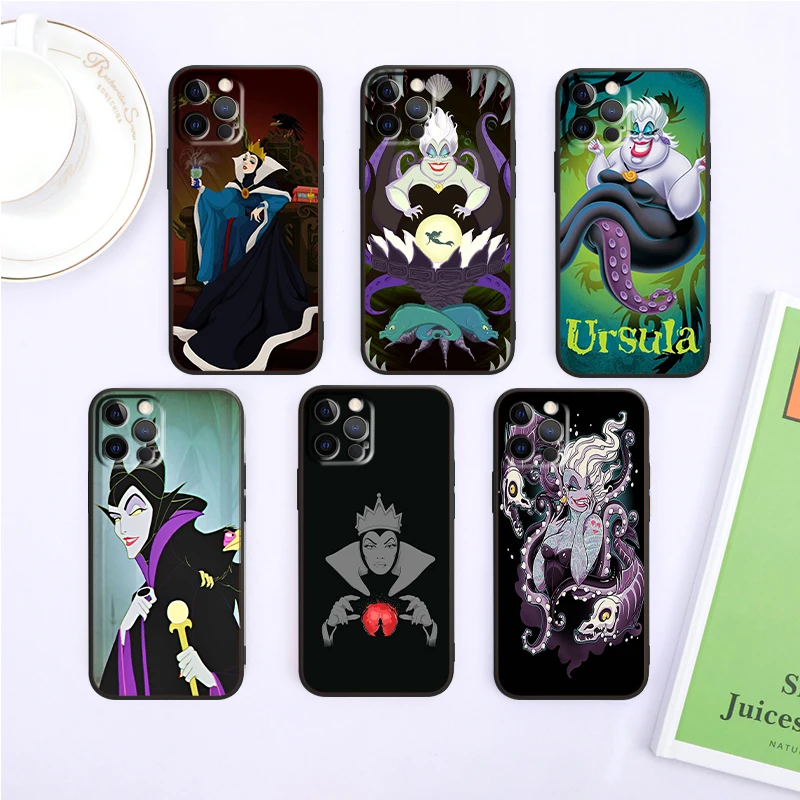 Maleficent Usula Disney For iPhone 15 14 13 12 11 XS XR X 8 7 SE Pro Max Plus Mini Black TPU Phone Case