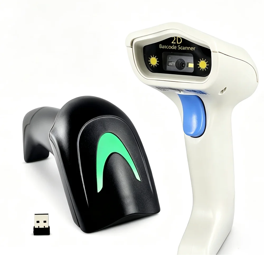 2.4G Wireless Barcode Scanner 200m Long Range 1D 2D QR Handheld Scanner Gun Wired And Wireless Switchable