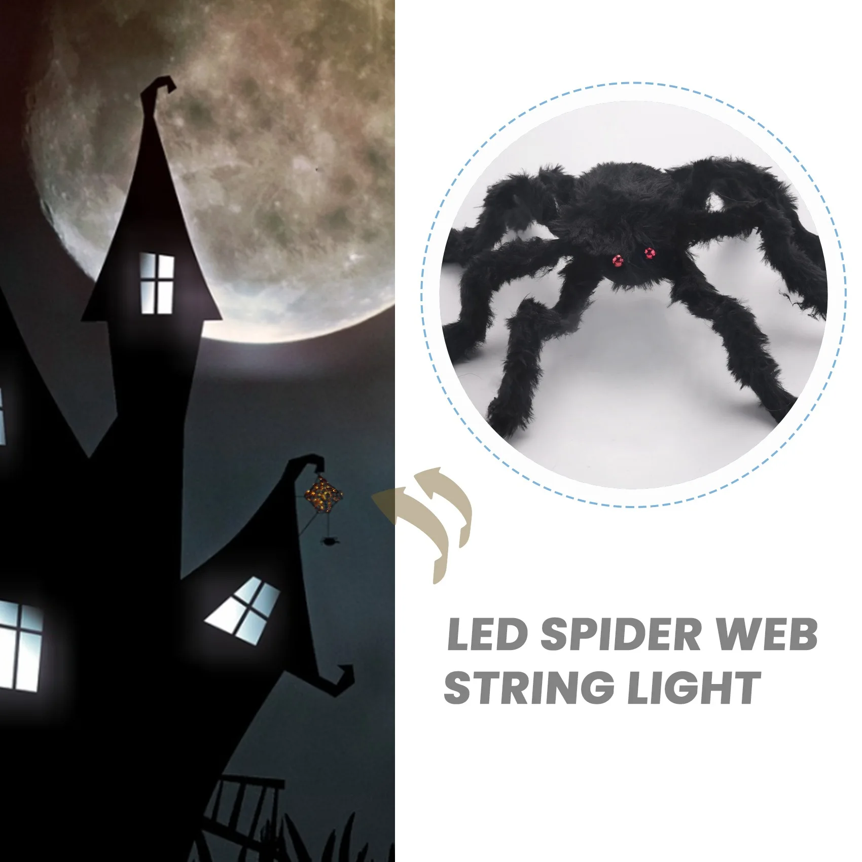 Halloween LED Spider Web String Light with Remote Control 8 Modes Net Mesh Atmosphere Lamp Outdoor Indoor Party Decor