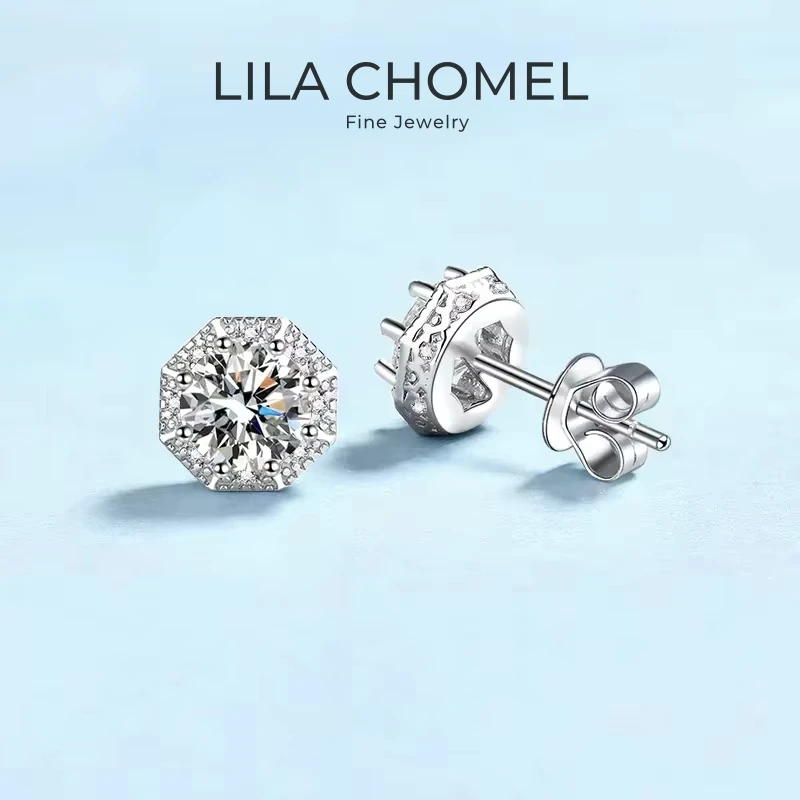 

Подарок на день рождения для девушки: серьги из белого золота 18 карат с муассанитом 1/2 карата, подарок на Новый год, платина PT950, для женщин, на свадьбу