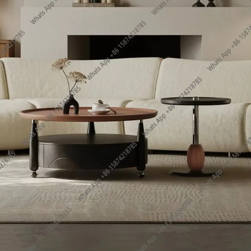 BJ Movable Coffee Table Living Room Home New Retro High-end Creative Designer Medium And Ancient Coffee Table Combination