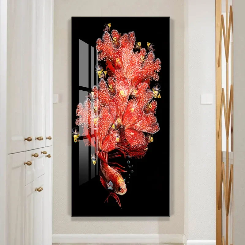 Creative Coral Fighting Fish Diamond Art Painting Kits Animal Peacock Fish 5D Diamond Painting Home Decor Cross Stitch