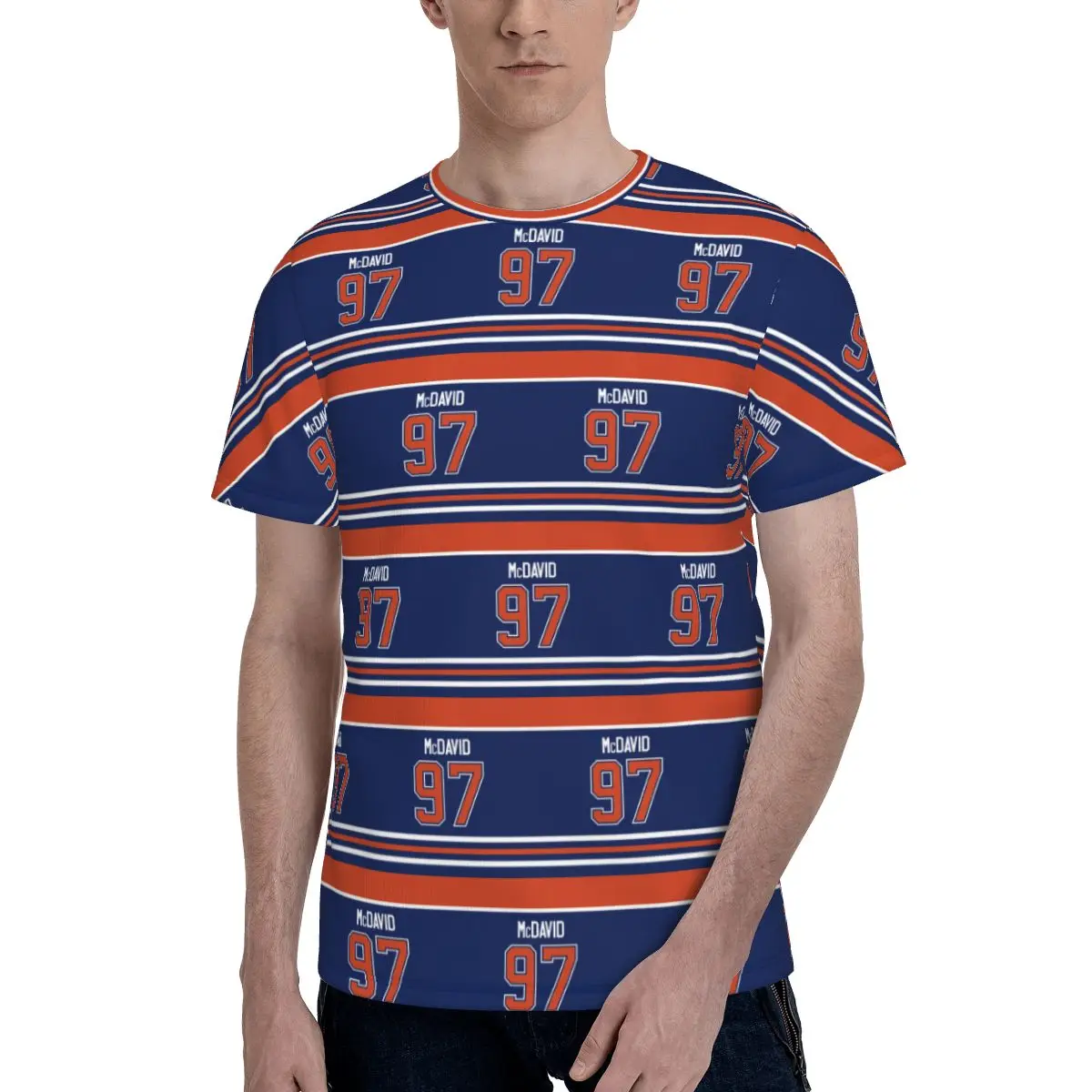 Edmonton Oilers Connor McDavid Home Jersey Back T-Shirt for Men Cotton T Shirts Men's Short Sleeve Round Neck Clothes Tops