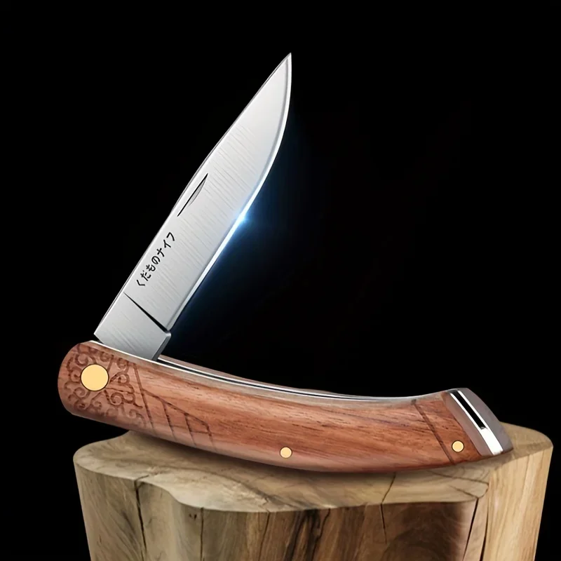 Home folding fruit knife Kitchen cutter Wooden handle kitchen knife Handy for carrying outdoor camping gear