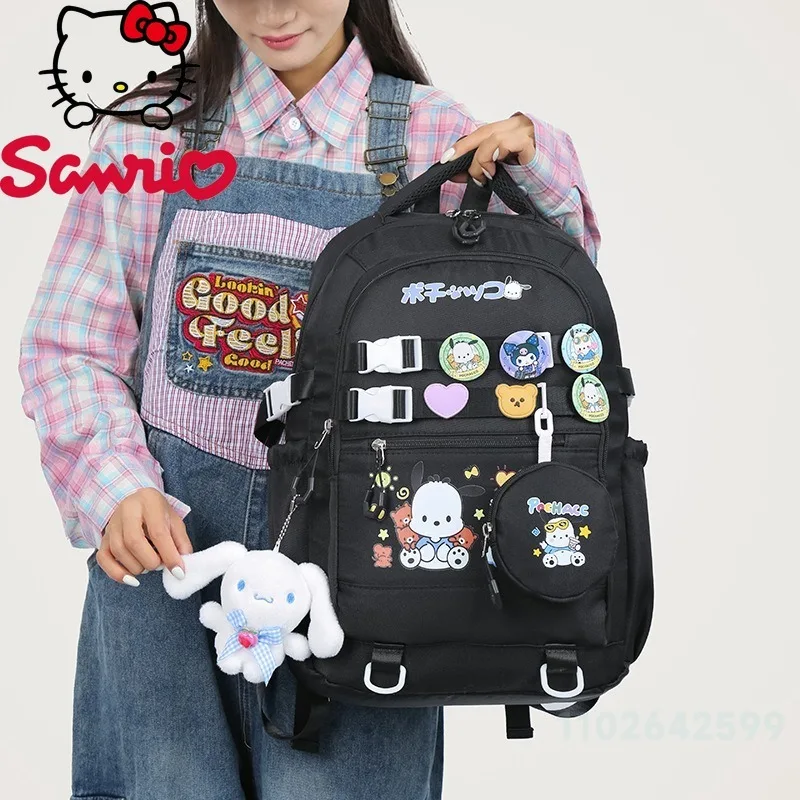 Sanrio Cute Backpack Kuromi Melody Lightweight Large Capacity Adjustable Straps Foldable Design Casual Outings Travel School