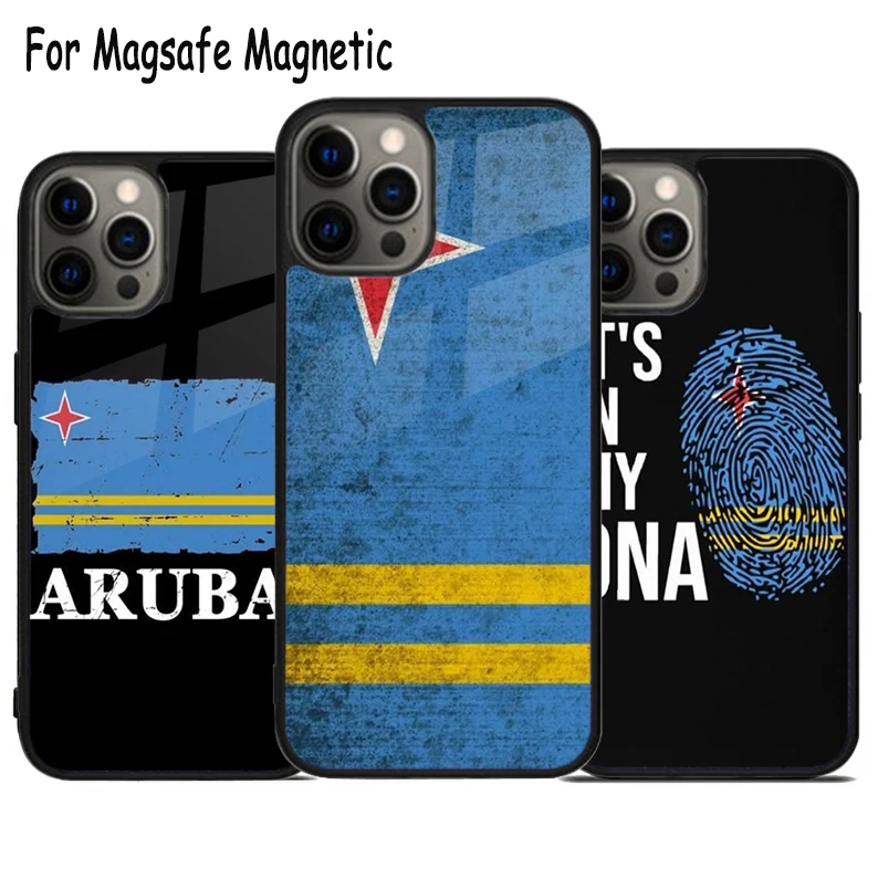 It's in My DNA Aruba Flag Wireless Charge Magsafe Phone Case For iPhone 15 16 14 13 11 12 Pro Max Plus Magnetic Bumper Cover