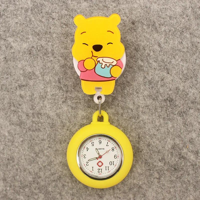 Funny Friends Bear Tiger Style Pocket Watch Retractable And With Clip For Men And Women