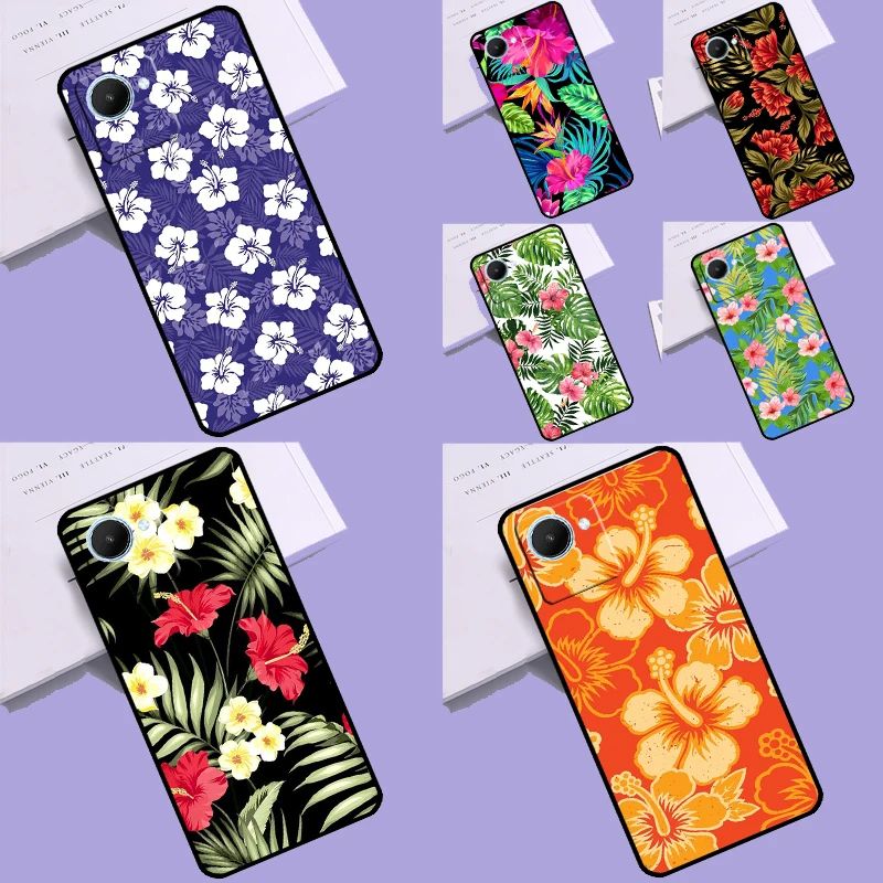 Hibiscus Flowers Floral Hybrid For Realme GT Neo 5 3 2T 3T 9 10 11 Pro Plus C11 C15 C25 C21Y C30 C31 C33 C35 C53 C55 Case