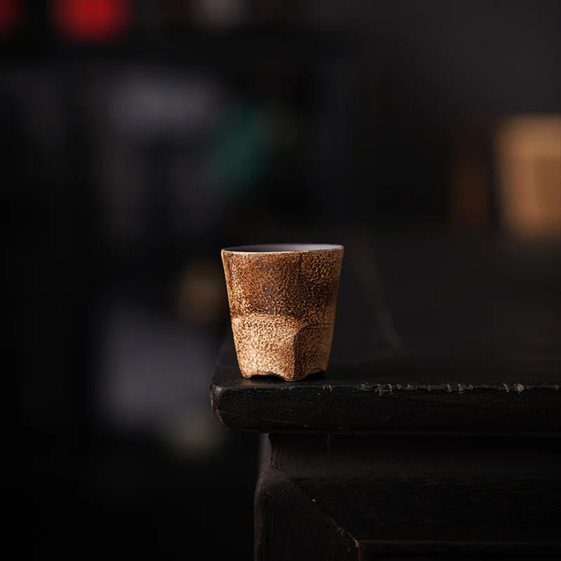 

High-end Coarse Pottery Tasting Cup Single Cup Ceramic Master Cup Tea Drinking Cup Light Luxury Retro Kung Fu Tea Set Small Tea