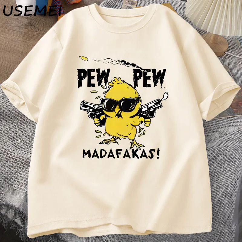 Pew Pew Madafakas Funny Graphic T Shirts Crazy Cat Printed T-shirt Casual Cotton Short Sleeve Adult Humor Tee Shirt Mens Clothes