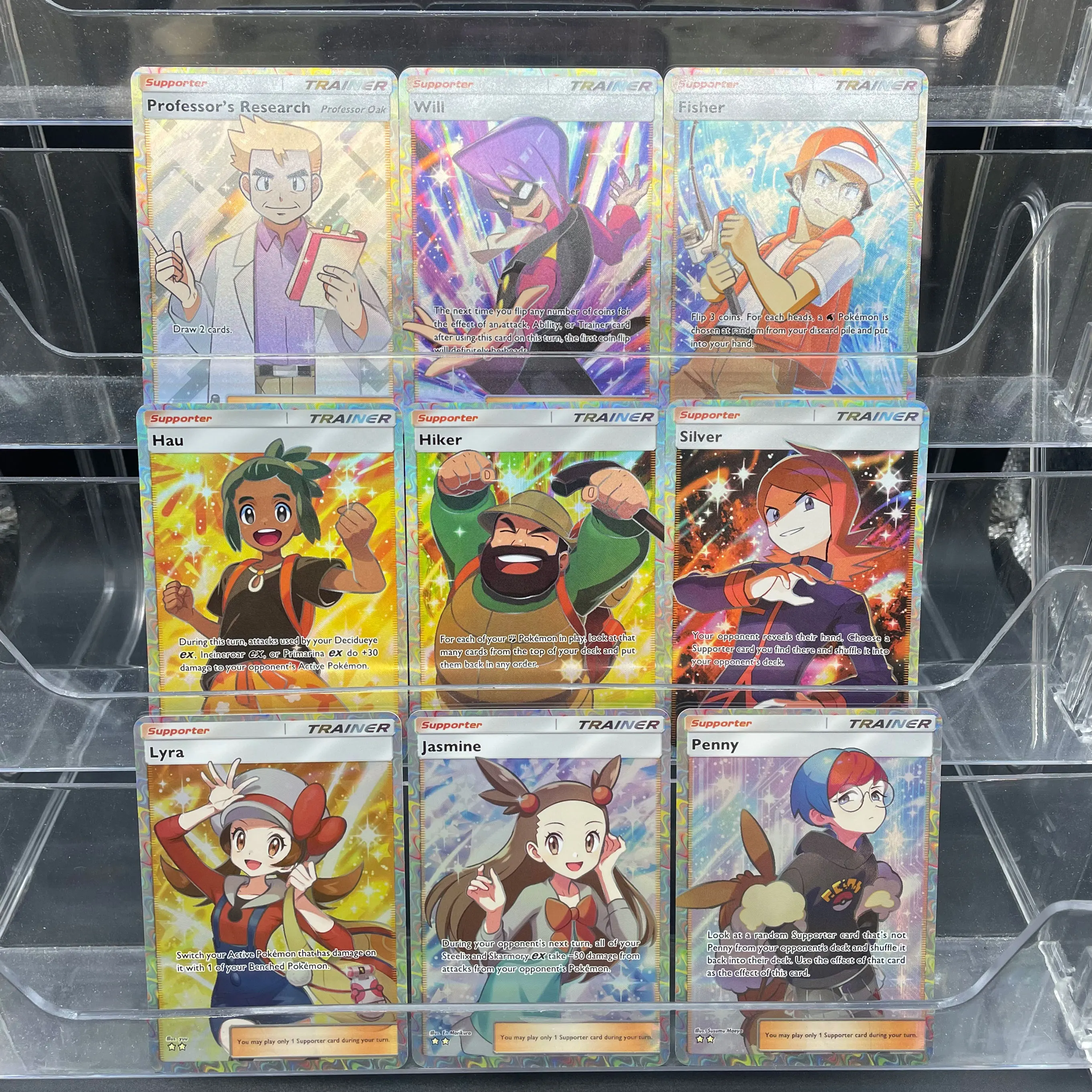 

Diy Ptcg Full Art Shiny Trainer Card Series Professor Oak Will Fisher Hau Hiker Silver Lyra Jasmine Texture Collection Card